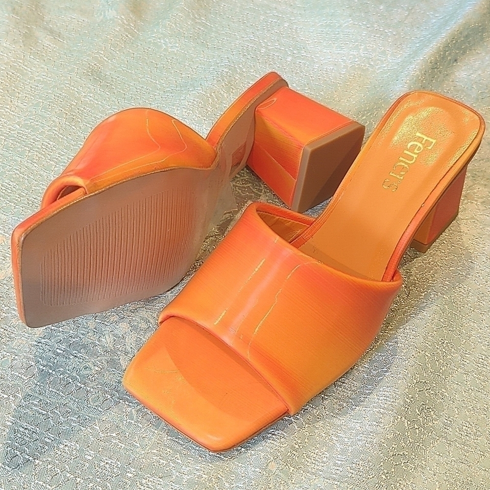 New Feners Orange Mojito Slide Mules sz 37/6.5